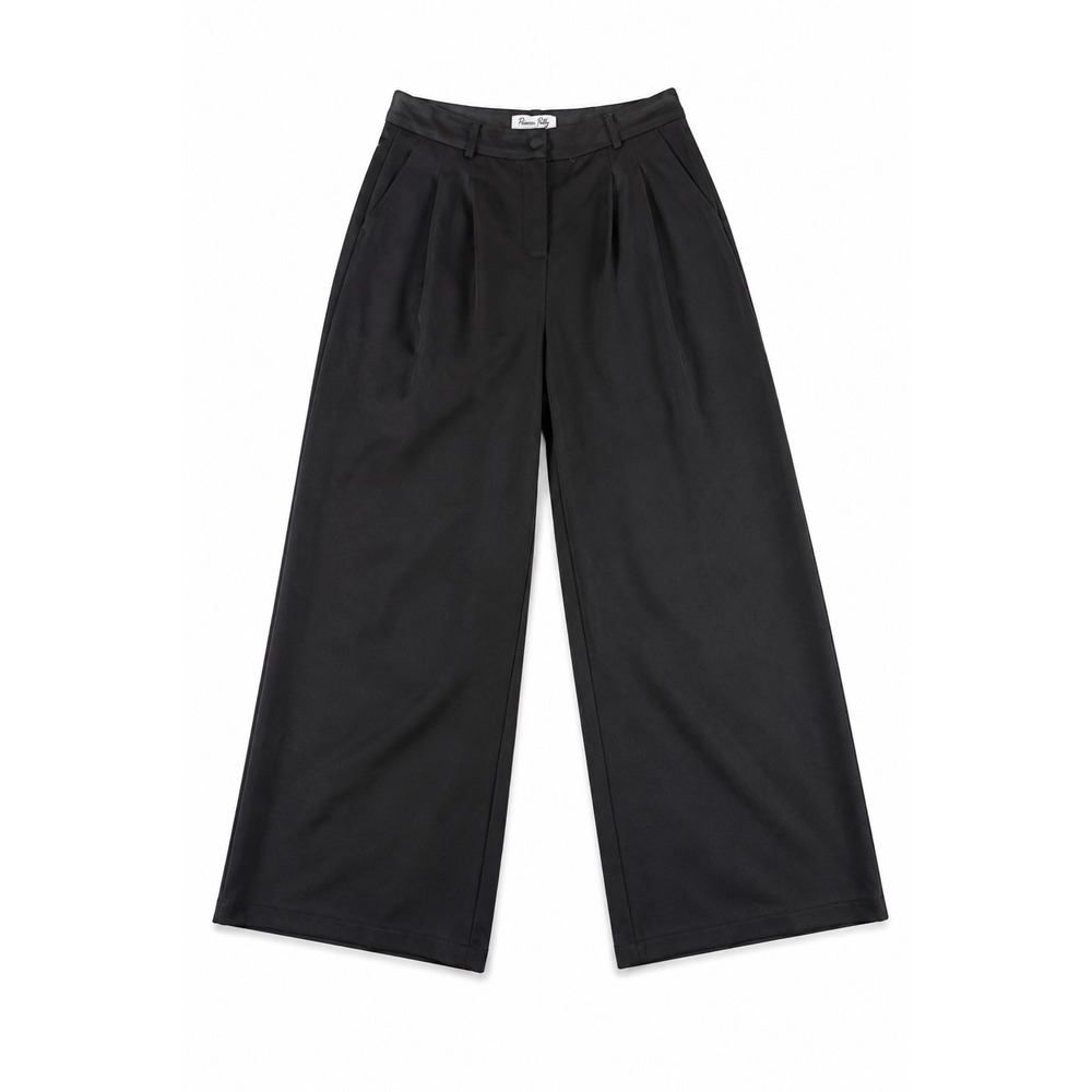 Princess Polly Black Wide Leg Pleated High Waisted Trousers Pants Size 6 US‎